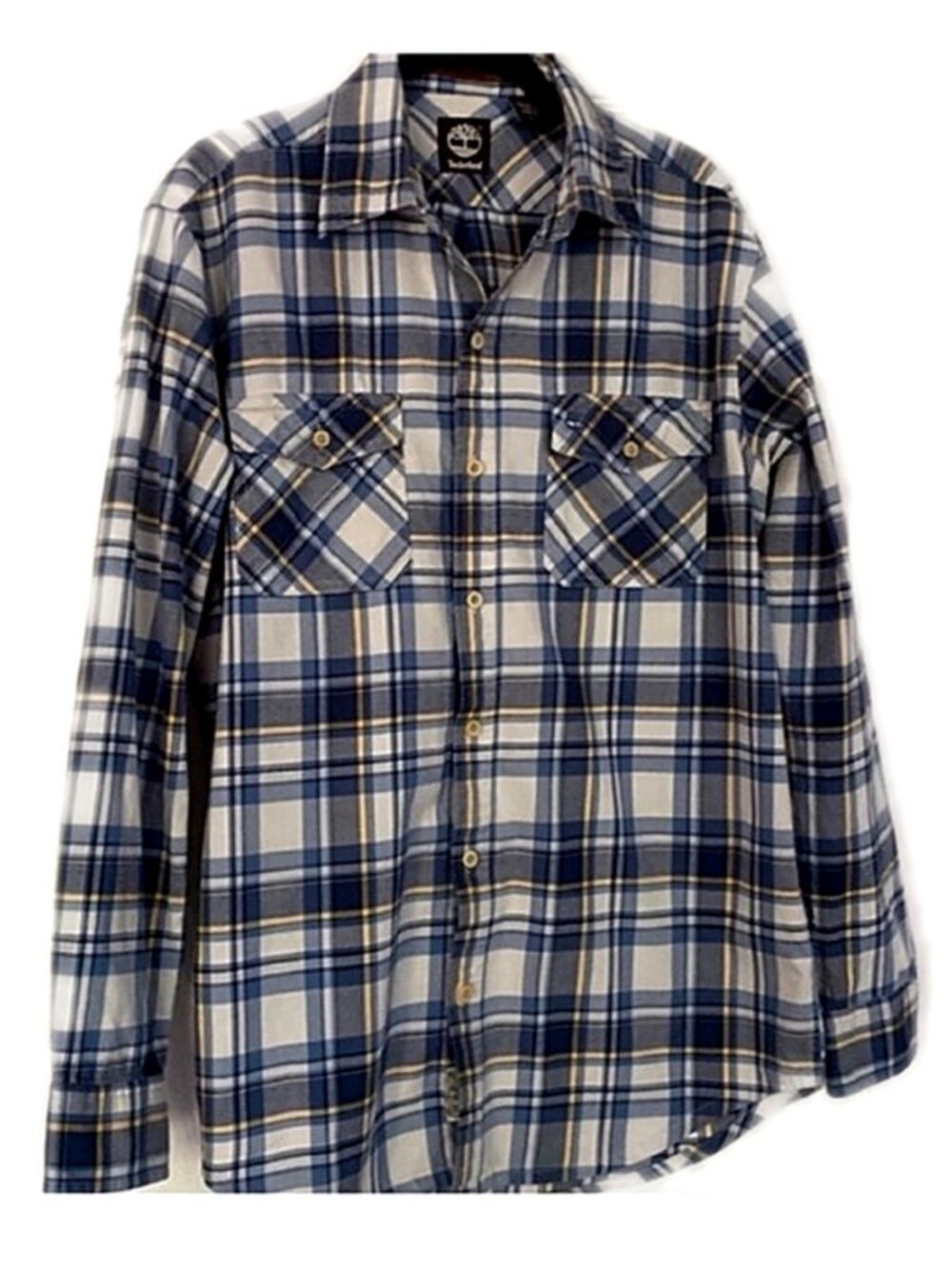 Timberland Long Sleeve Blue Plaid Cotton Button Down Shirt size Medium